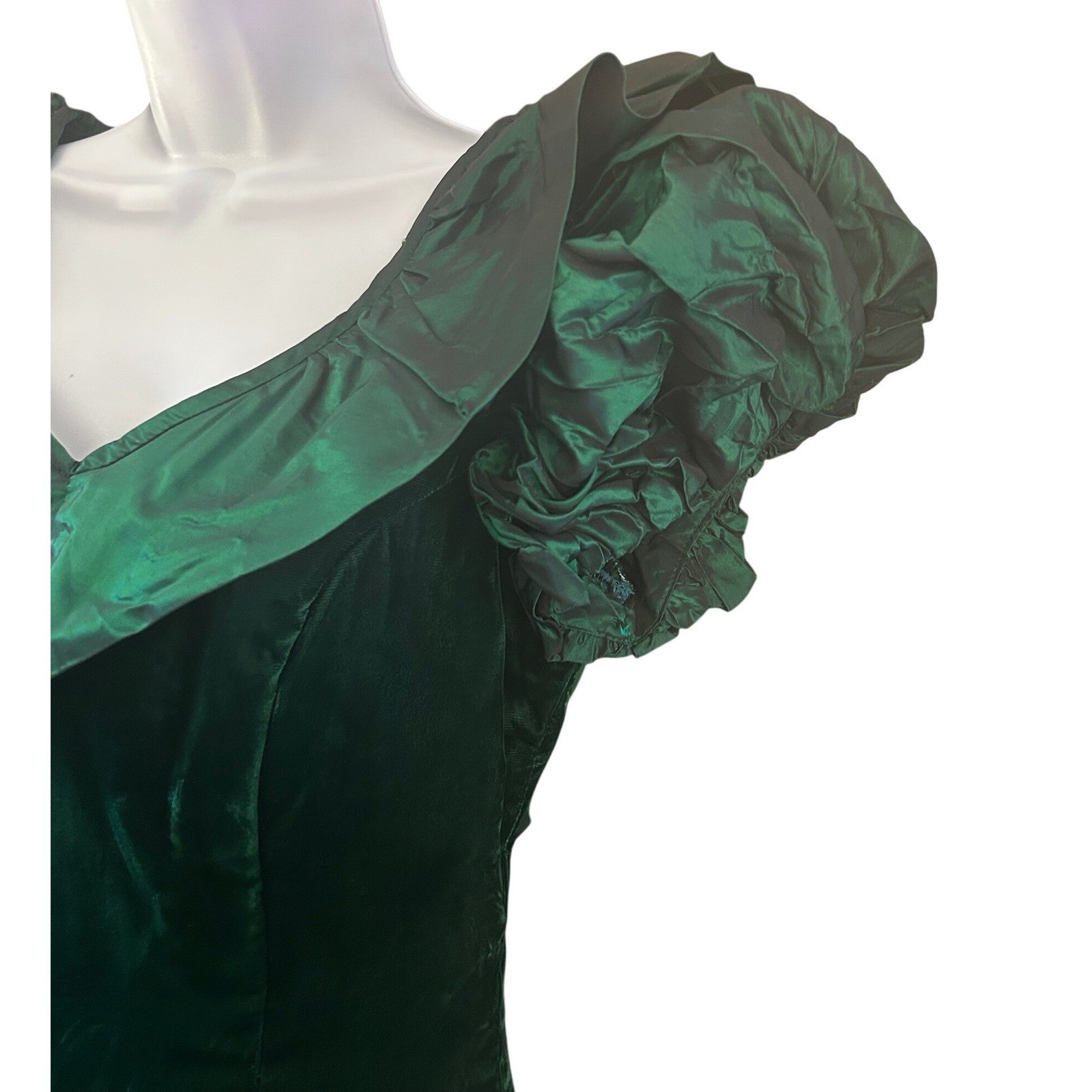 80s Charisma by R.L. Aire Dress Prom Party Velvet Taffeta Emerald Green Glamour