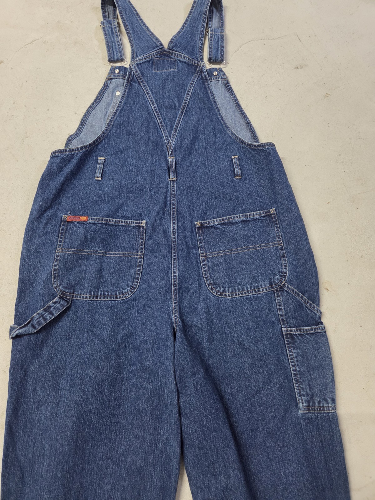 VTG 90s No Excuses Womens Size XL Denim Blue Jean Bib Overalls Cargo Carpenter