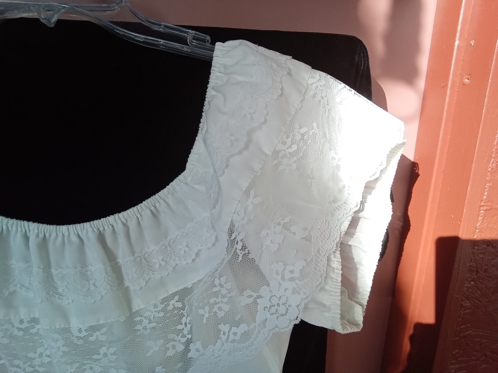 WHITE VTG WOMENS SQUARE DANCE FIESTA BLOUSE SZ 11 REG. CAREFREE FASHIONS…