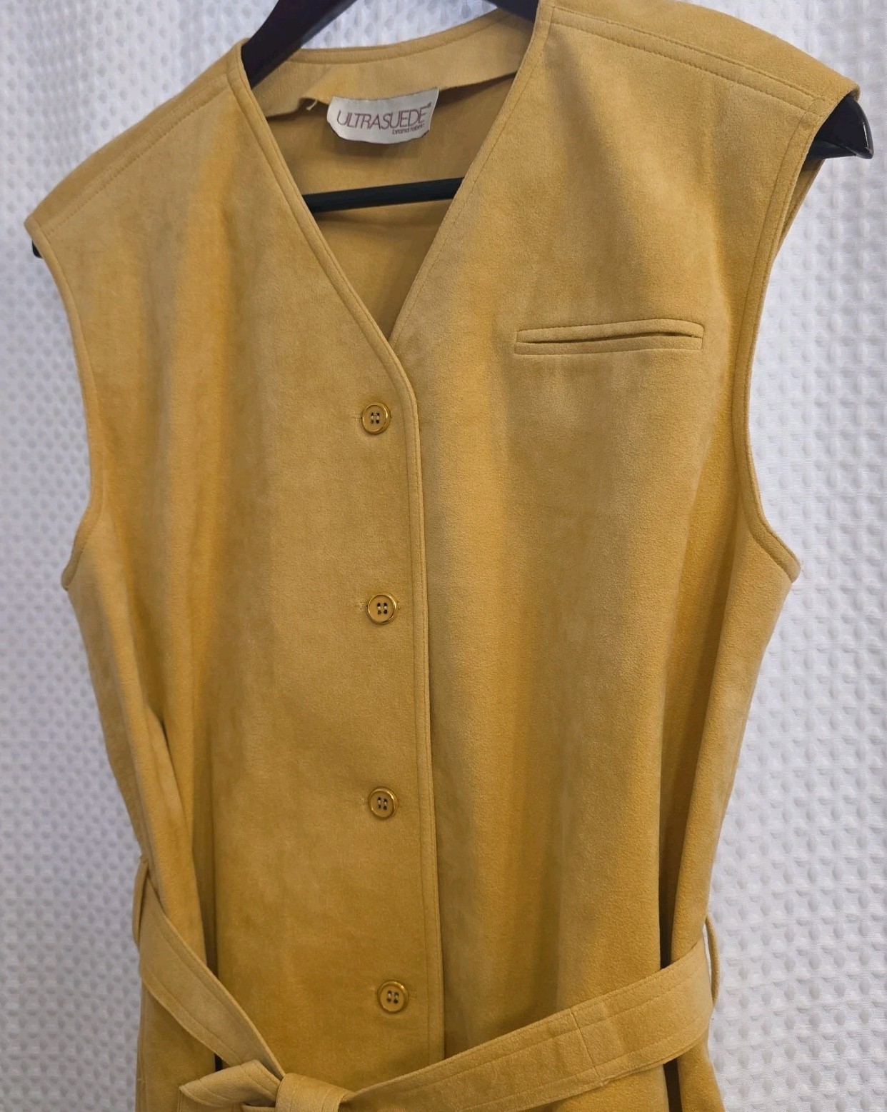 Vtg Rare Designer Count Romi Ultra Suede Midi Dress Tie Belt Beige XL Women 14