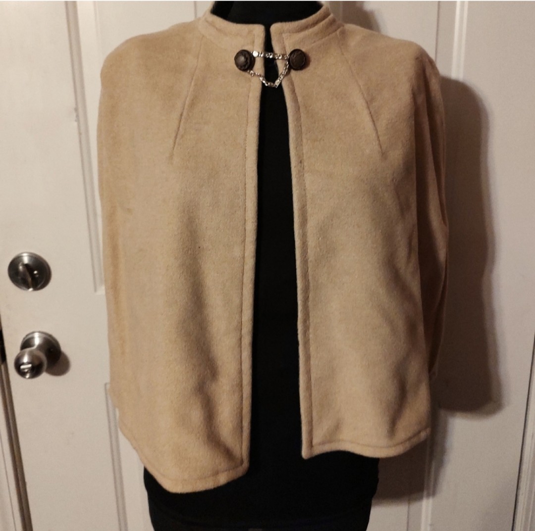 🩶🐑🤎 Stunning RARE Antique Vintage Reversible Wool Cape Shawl Wrap Stole Frock