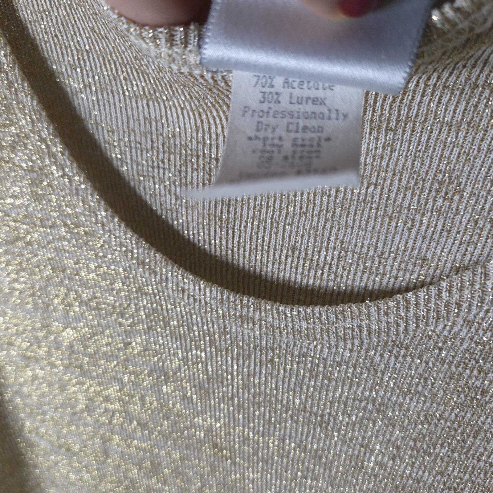 Vintage Matter Of Degrees Gold Metallic Knit Tank Top Size L Scoop Neck 90’s