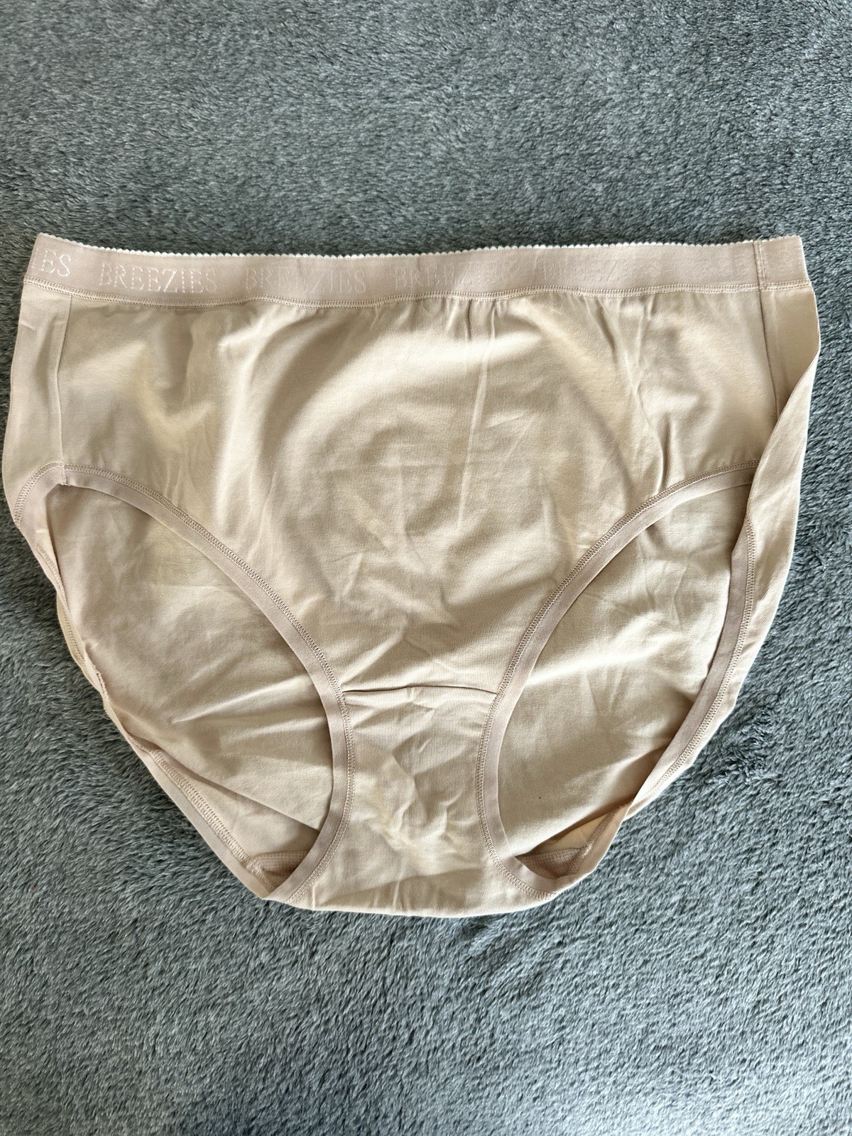 BREEZIES Large Tan Cotton Hi Cut Brief Panties VINTAGE NWOT