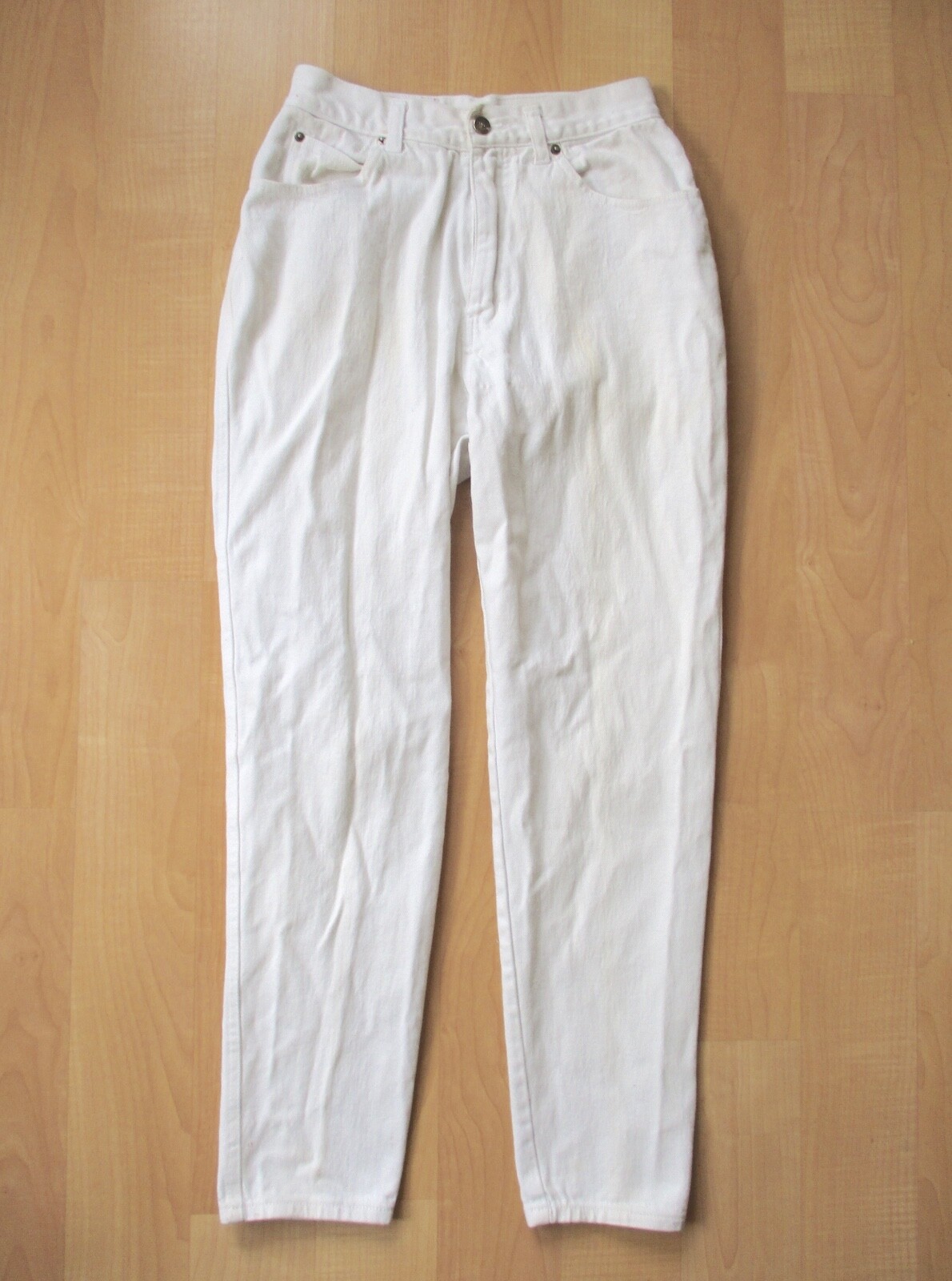 Vtg 80s Zana Di white denim stretch cotton New Wave jeans carrot taper leg 12