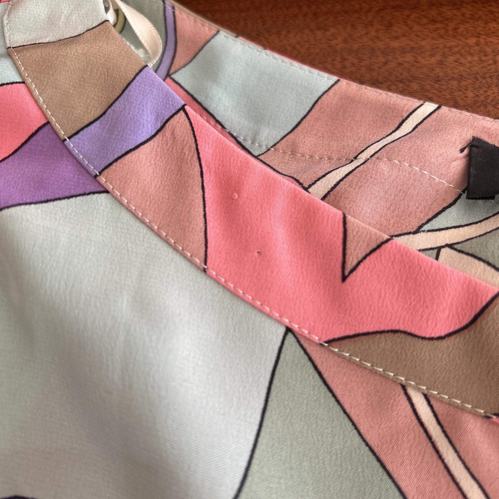 GILLIAN Abstract Geometric Colorful Silk Atomic Mod Artsy Statement Dress Sz 12