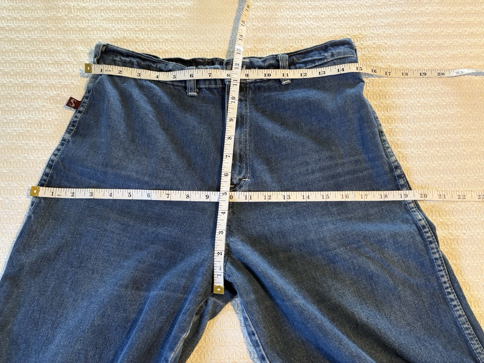 Vintage 70s Shades Classic Wide Straight Leg Jeans Stove Pipe Boho Rocker 13/14