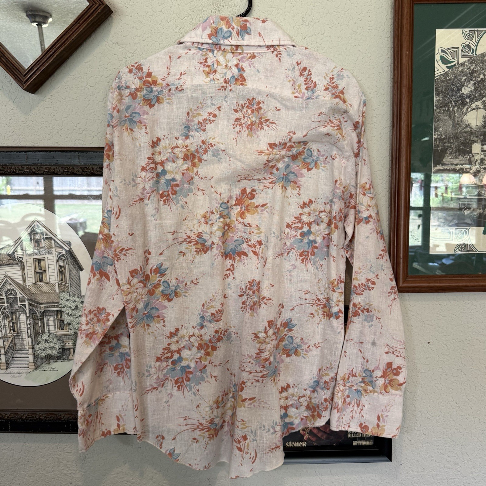 Vintage 60s/70s RARE H.i.s. Mens Floral Hippie Disco Button Shirt Size Large