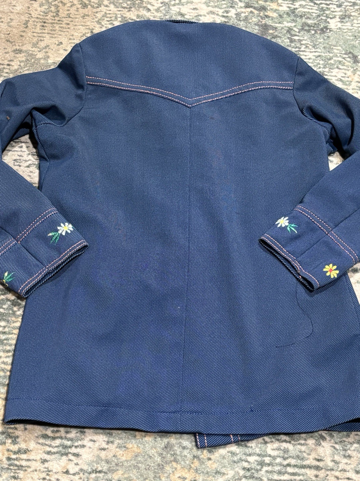 Handmade 1970s Women’s embroidered polyester leisure suit *flaw
