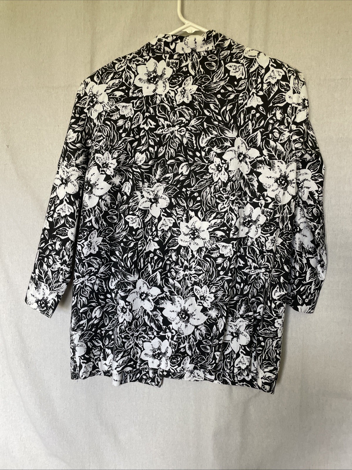 Copy Cats Vintage Blazer 1980’s Size L 100% Cotton Black White Floral