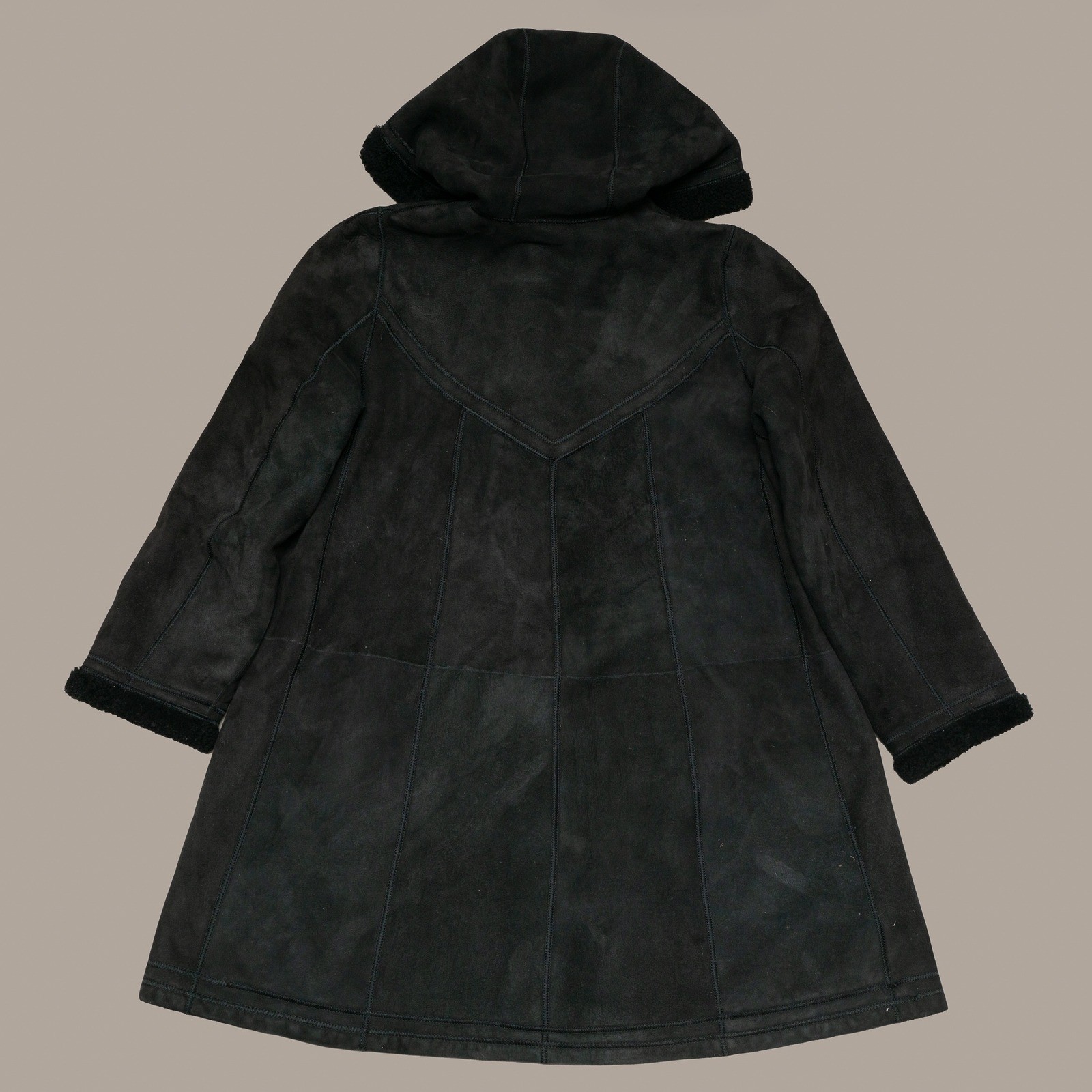 Vintage Yves Saint Laurent Fourrures YSL Suede Fur Button Up Hooded Coat Hoodie