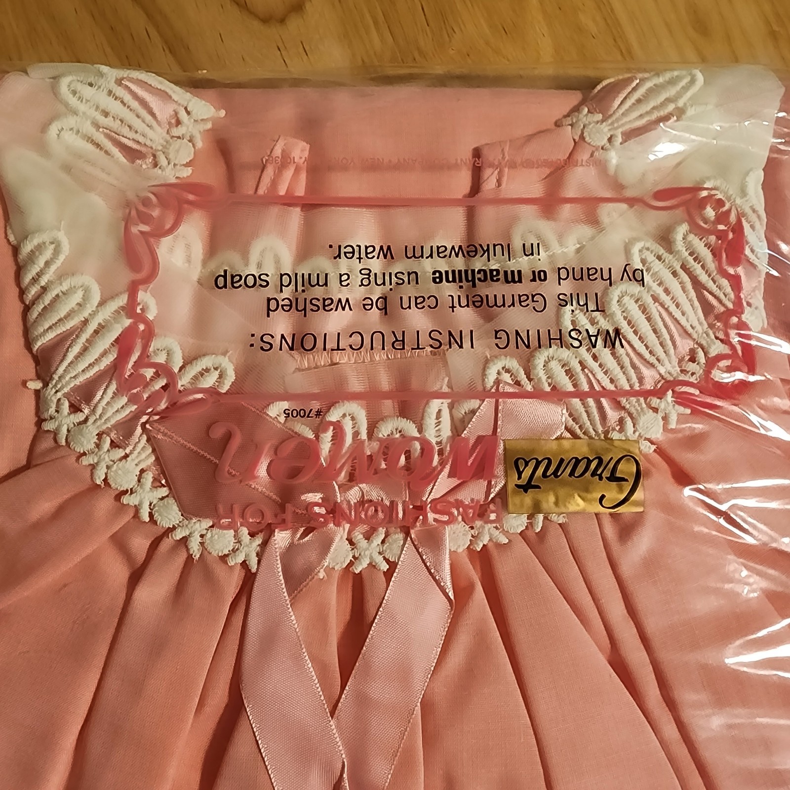 Vintage NOS Grants Womens Nightgown Pink Shift Venetian Lace Sz S Deadstock