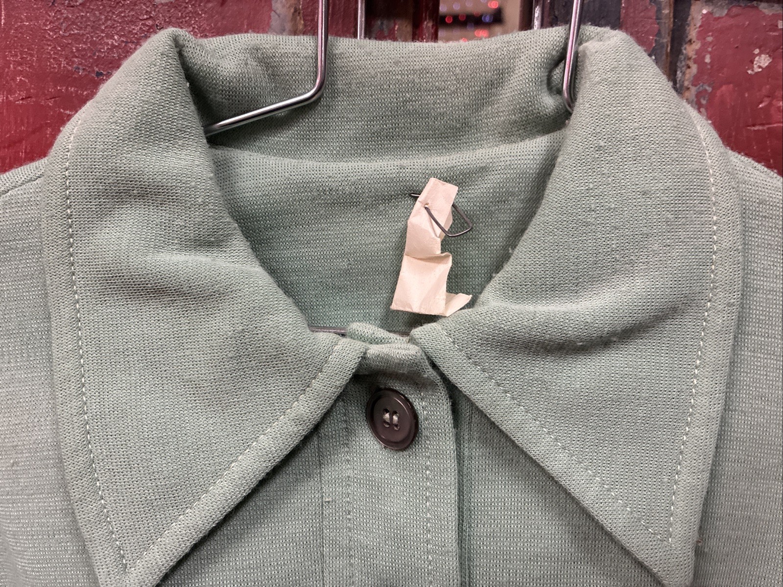 Vintage 1950s-1970s Women’s Mint Green Button-Front Long Sleeve Dress Waist 26