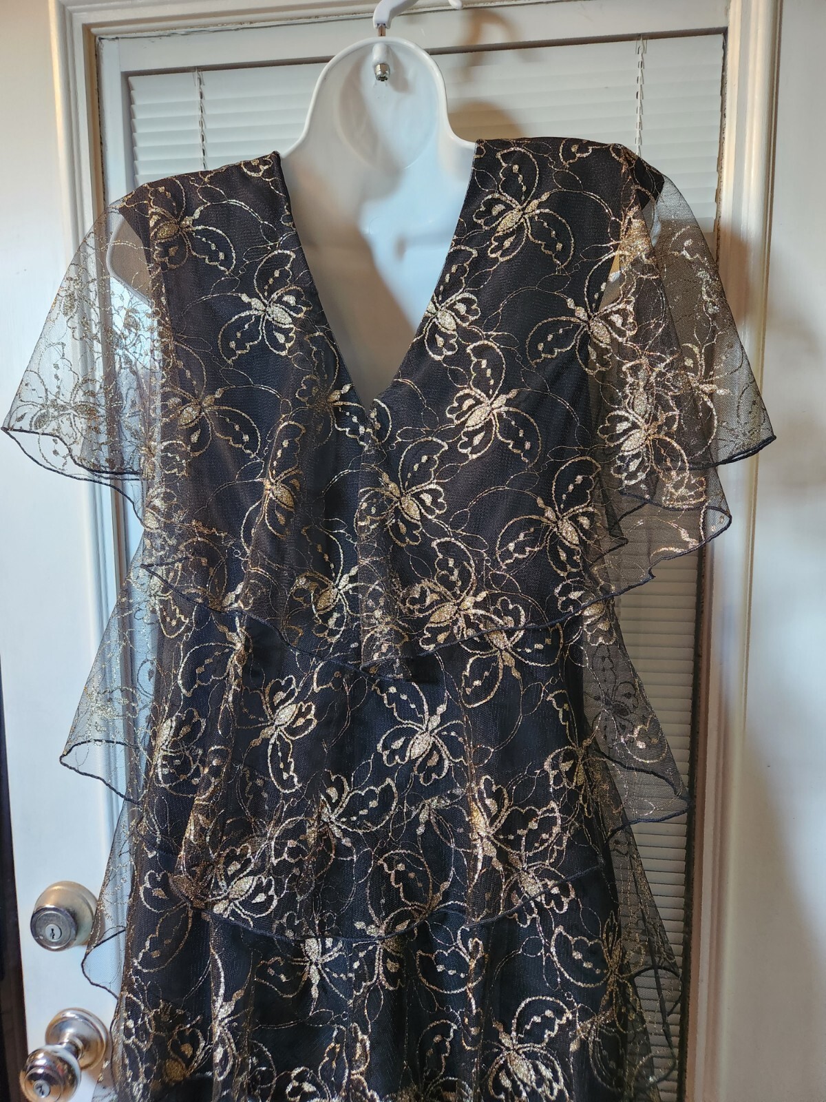 VINTAGE HOLLY HARP 80’S LACE TIERED DRESS M