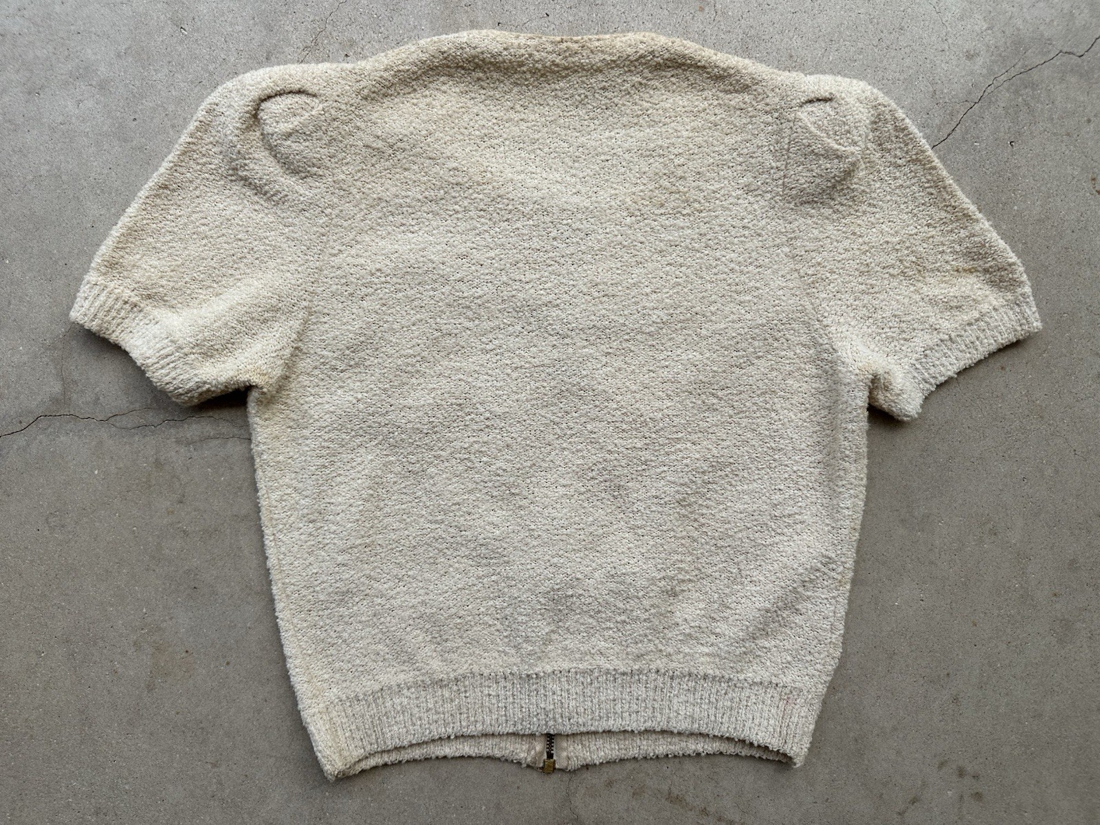 1930s Boucle Sequin Cardigan Sweater Talon Bell Zip Puff Sleeve Art Deco