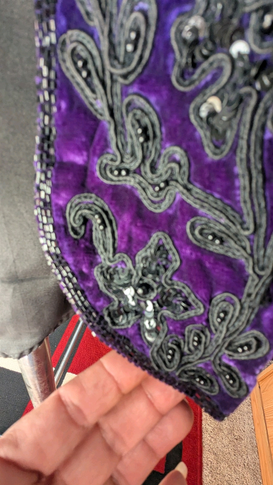 Vintage Niteline Della Roufogali Purple and Black Beaded Jacket Medium NWT