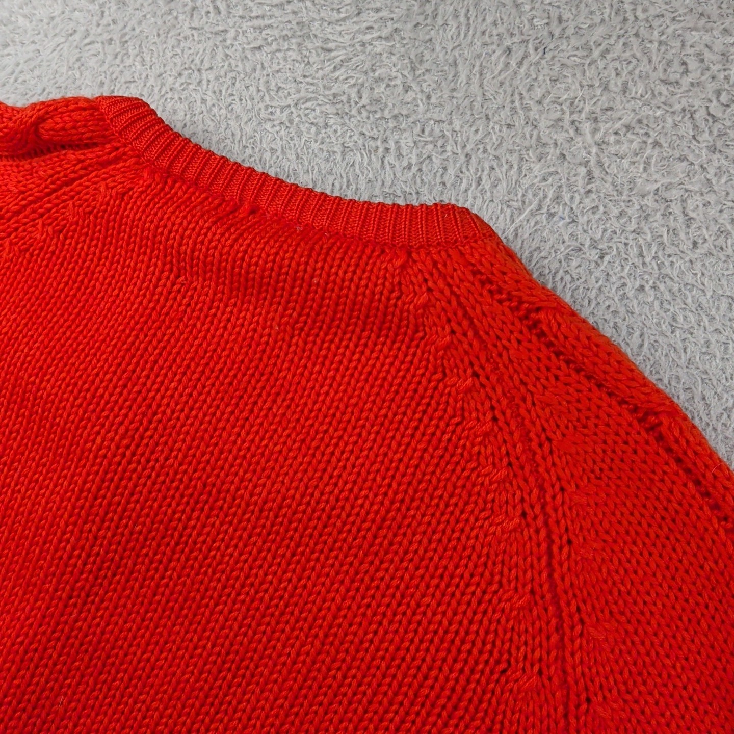 VTG 60s 70s Tami Sweater Womens Red Orange Cable Knit British Colony Hong Kong