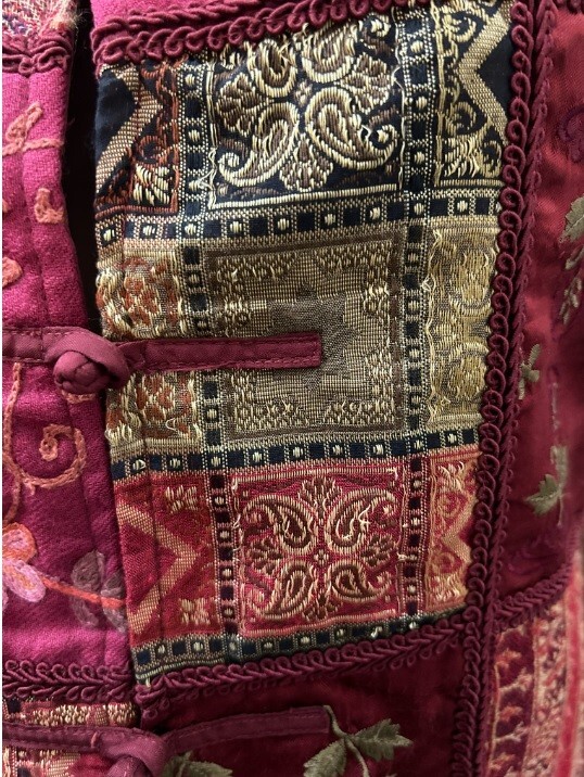 COLDWATER CREEK VTG Women’s L Oriental Vest Top Patchwork Red Multicolor Floral