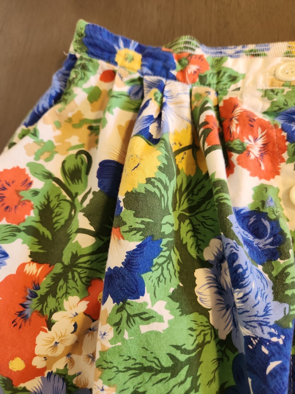Vintage 80s Floral Skirt Jeri Marque Size 16 Cotton Blend Midi Cottagecore Boho