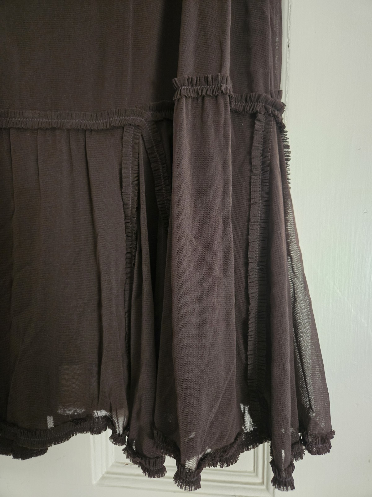 Max Studio Women Fairy Grunge Mesh Fringe Poly Midi Skirt Size M Vintage Y2K USA