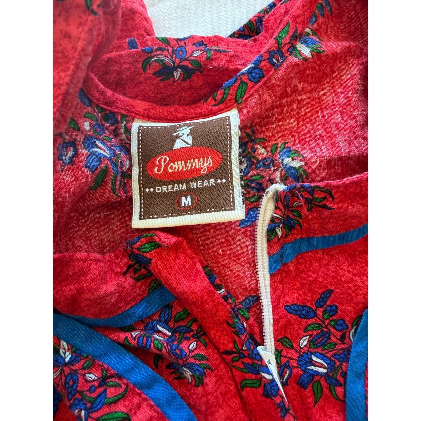 Pommys Dream Wear Vintage Nightgown Set 2 Red Floral Pink Geometric Maxi M