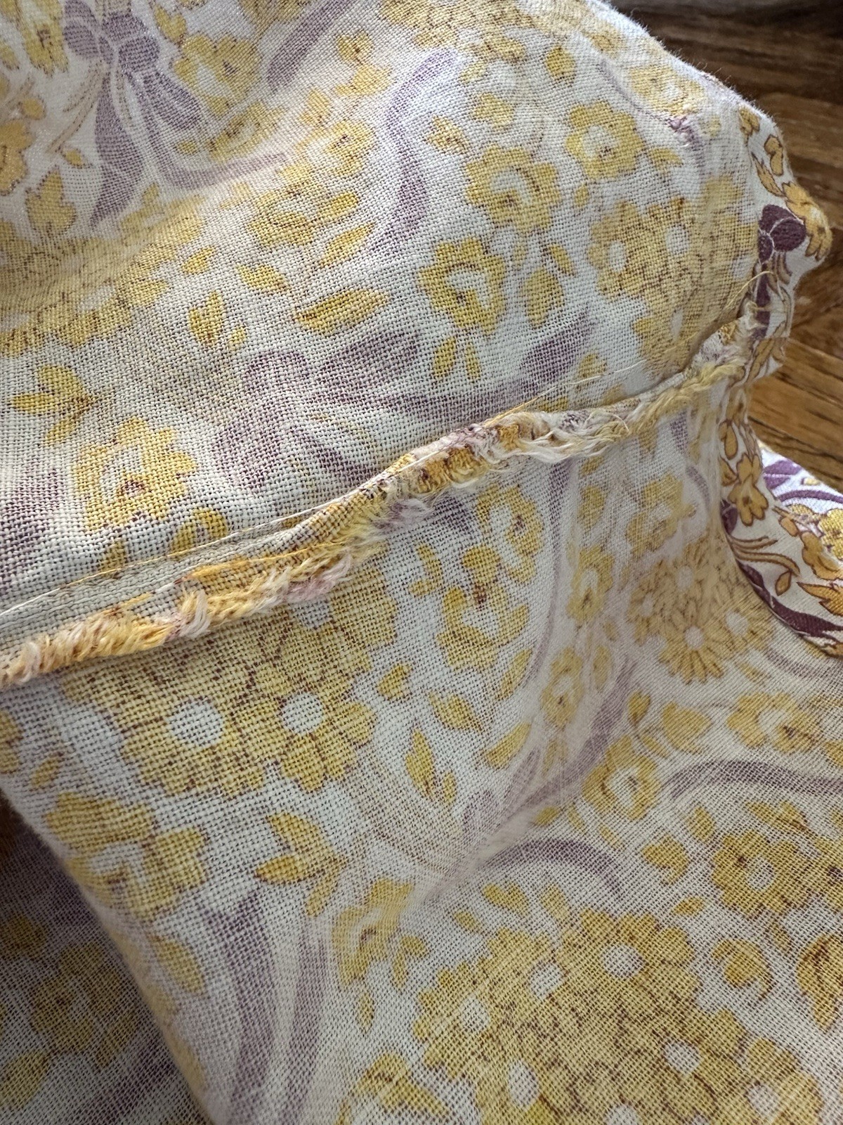 1930s 40s Feed Sack Skirt 28” Waist Yellow Floral Bows Fabric Cotton Prairie VTG