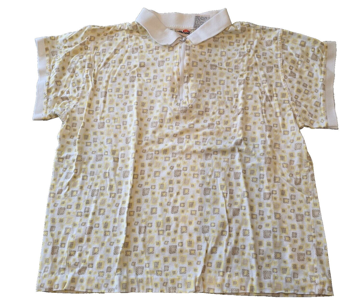 Vintage 1980 90s Ellesse Golf Polo LARGE Womens shirt Zip Yellow country club L