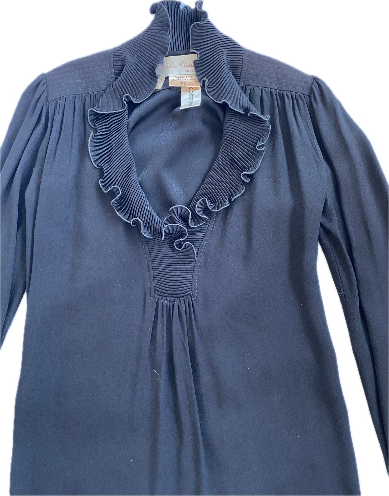 Zandra Rhodes Vintage 1970s Squiggle Ruffle Pleated Collar