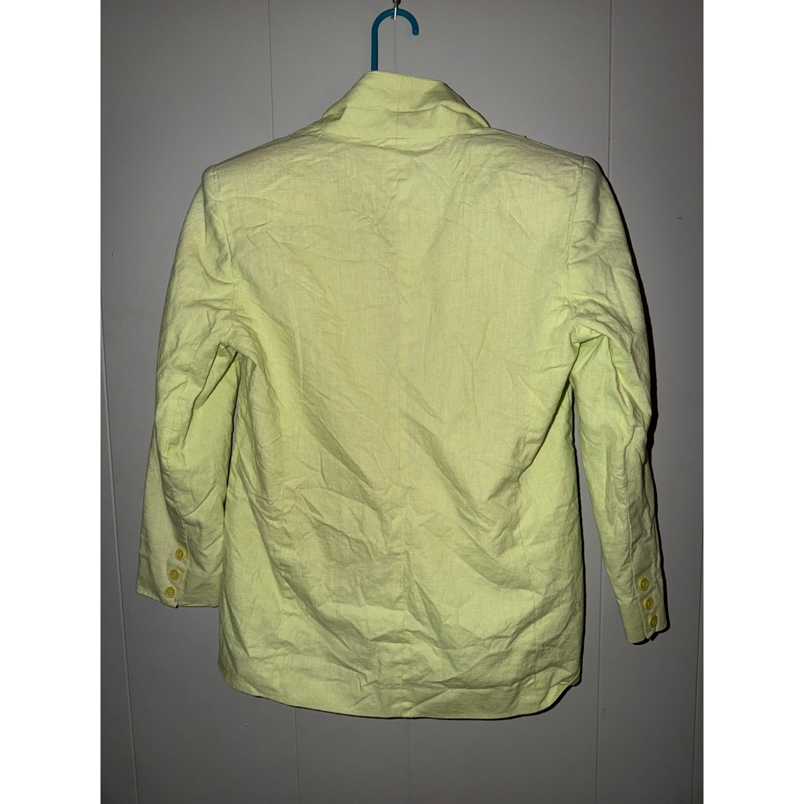 Savannah II Vintage Lime Green Linen Blend Skirt Suit Set Petite 8P Chartreuse