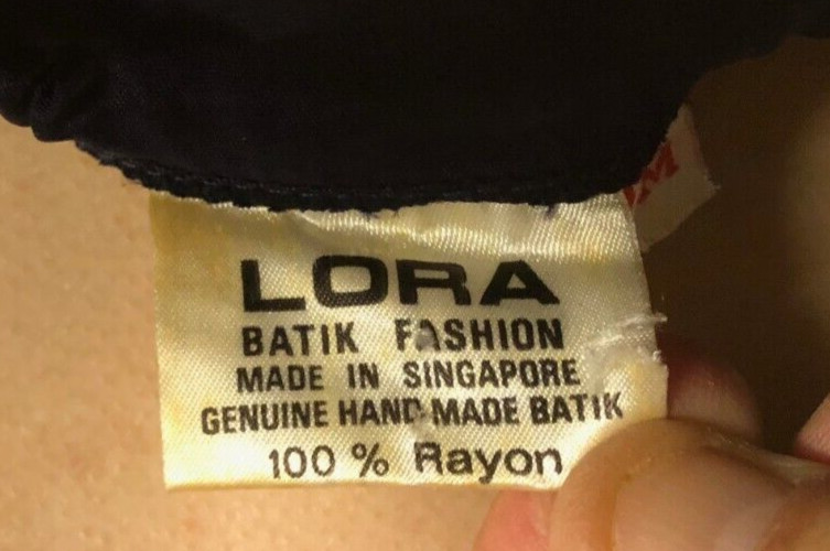 Vintage Lora Navy Blue Sun Dress Sleeveless Rayon AU 12 M L Singapore Batik