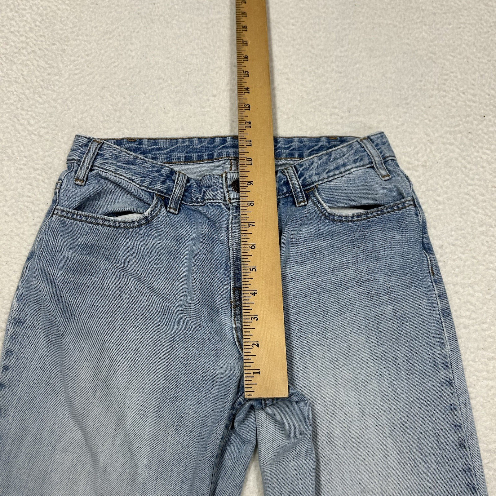 Vtg Levis Orange Tab Flare Leg Jeans Womens Sz 29 Light Wash Blue Denim Casual