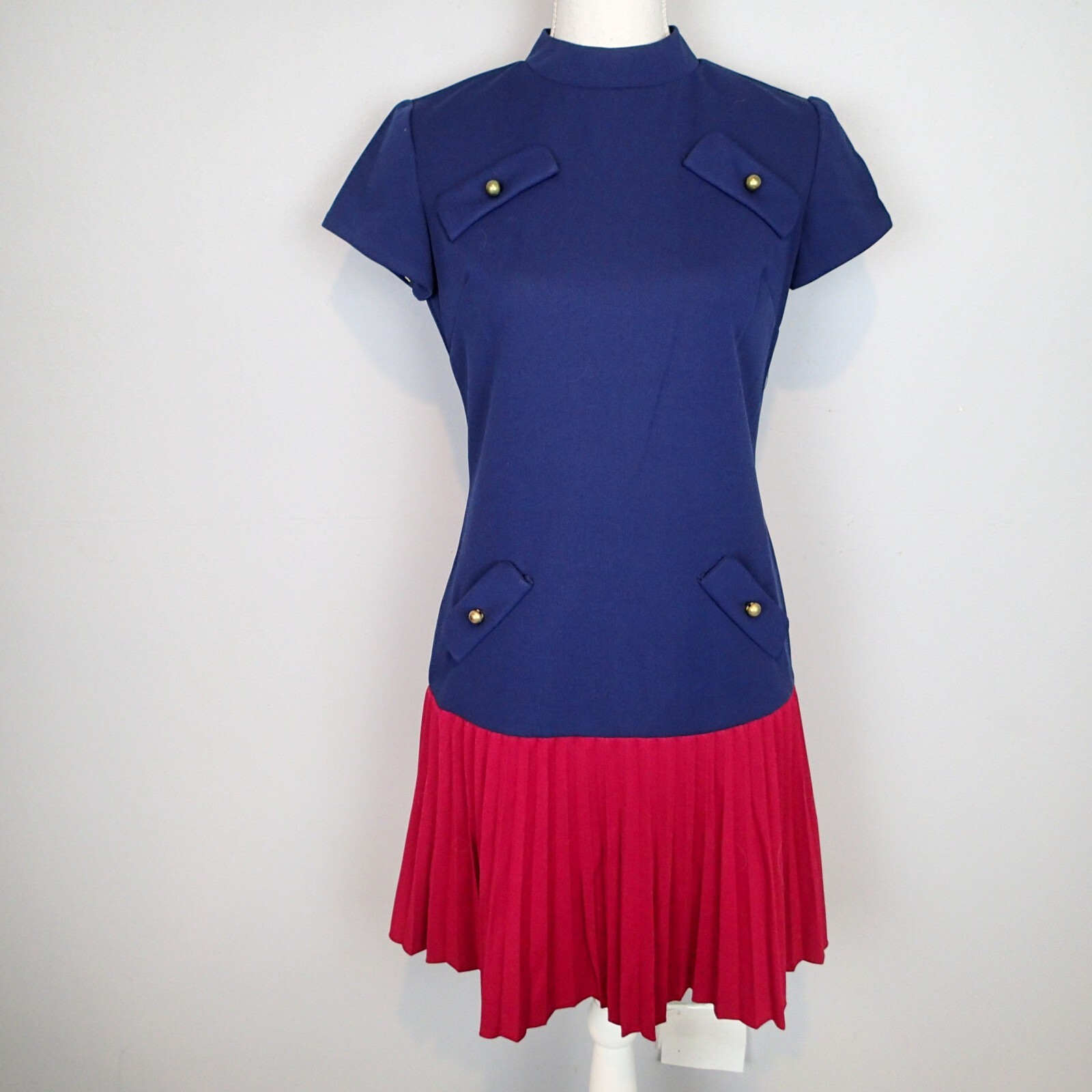 John Norman vtg Blue maroon dark red pleated Pleated Dress 1950s sz 8 S/m ?