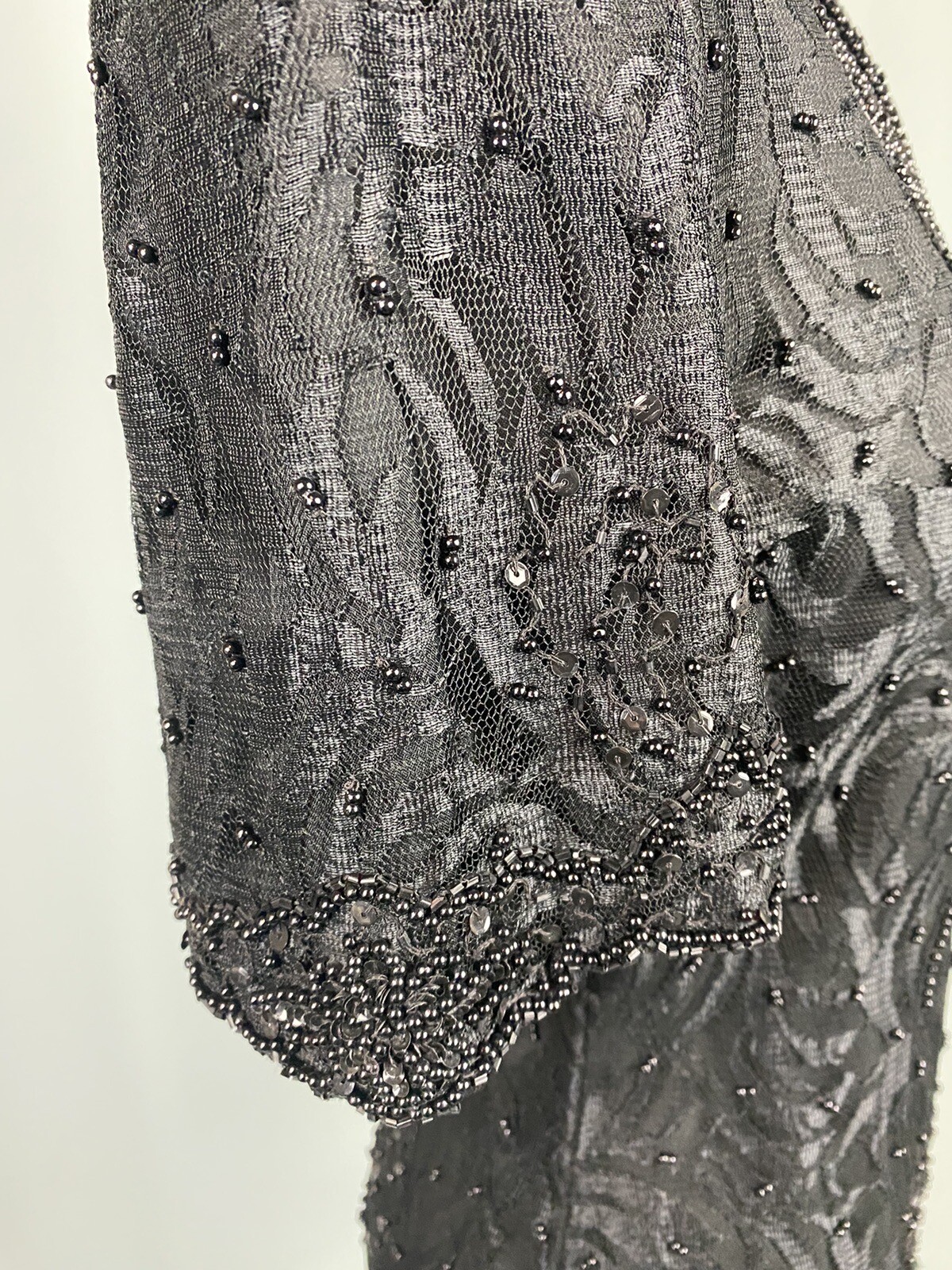 Vintage Beaded Top SIZE SMALL Rayon 80s 90S Shoulder Pad classic princess lace