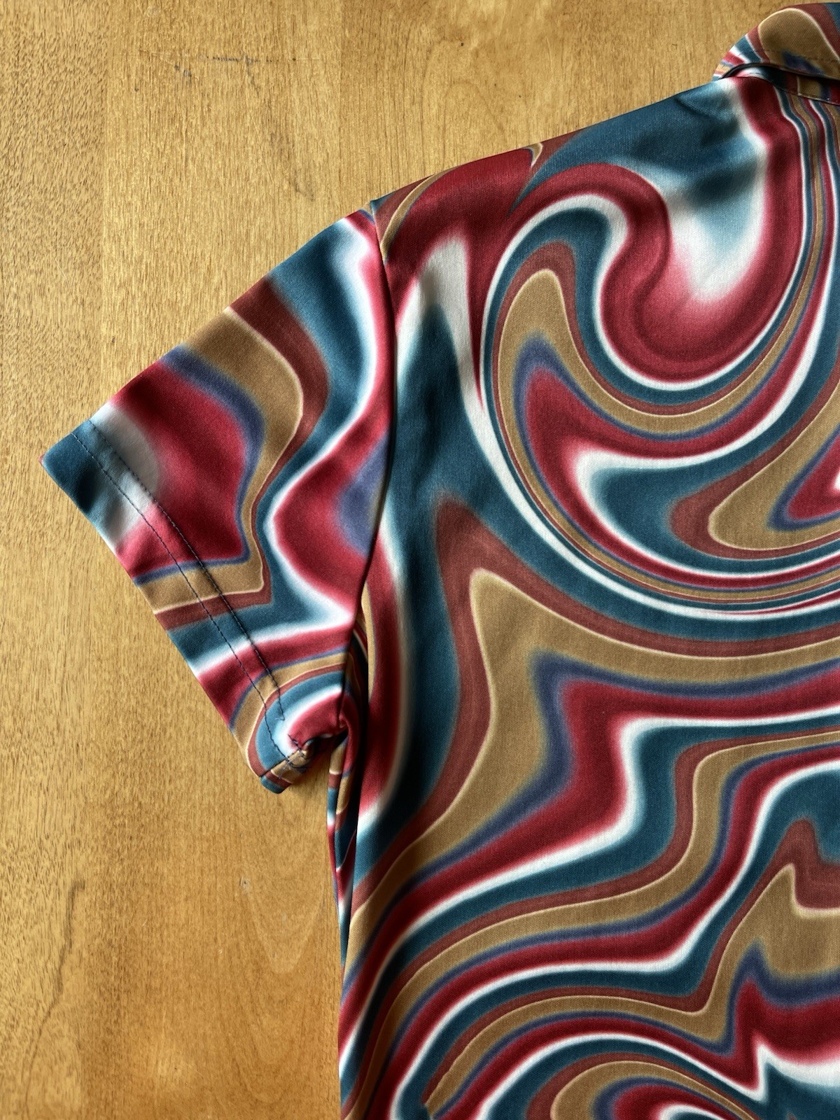 Vintage 90s In Charge Groovy Swirl Button Shirt Size Large Hippie Made In USA