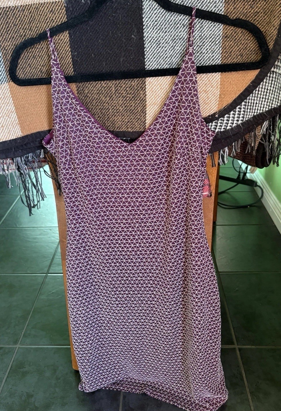 Vintage Diamond Sparkle Plum Purple And Silver Glitter Cocktail Party Dress M