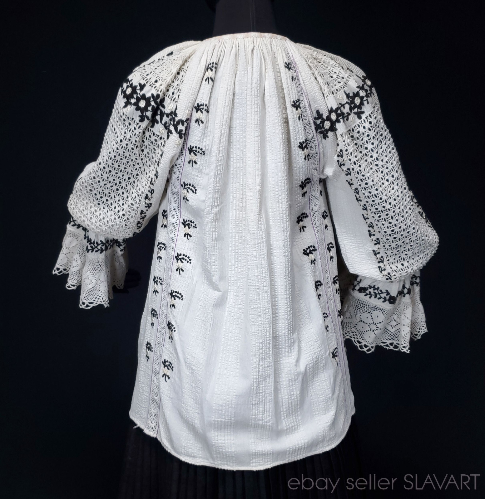 Embroidered Peasant Blouse ethnic folk costume Hungarian Croatian lace stylish