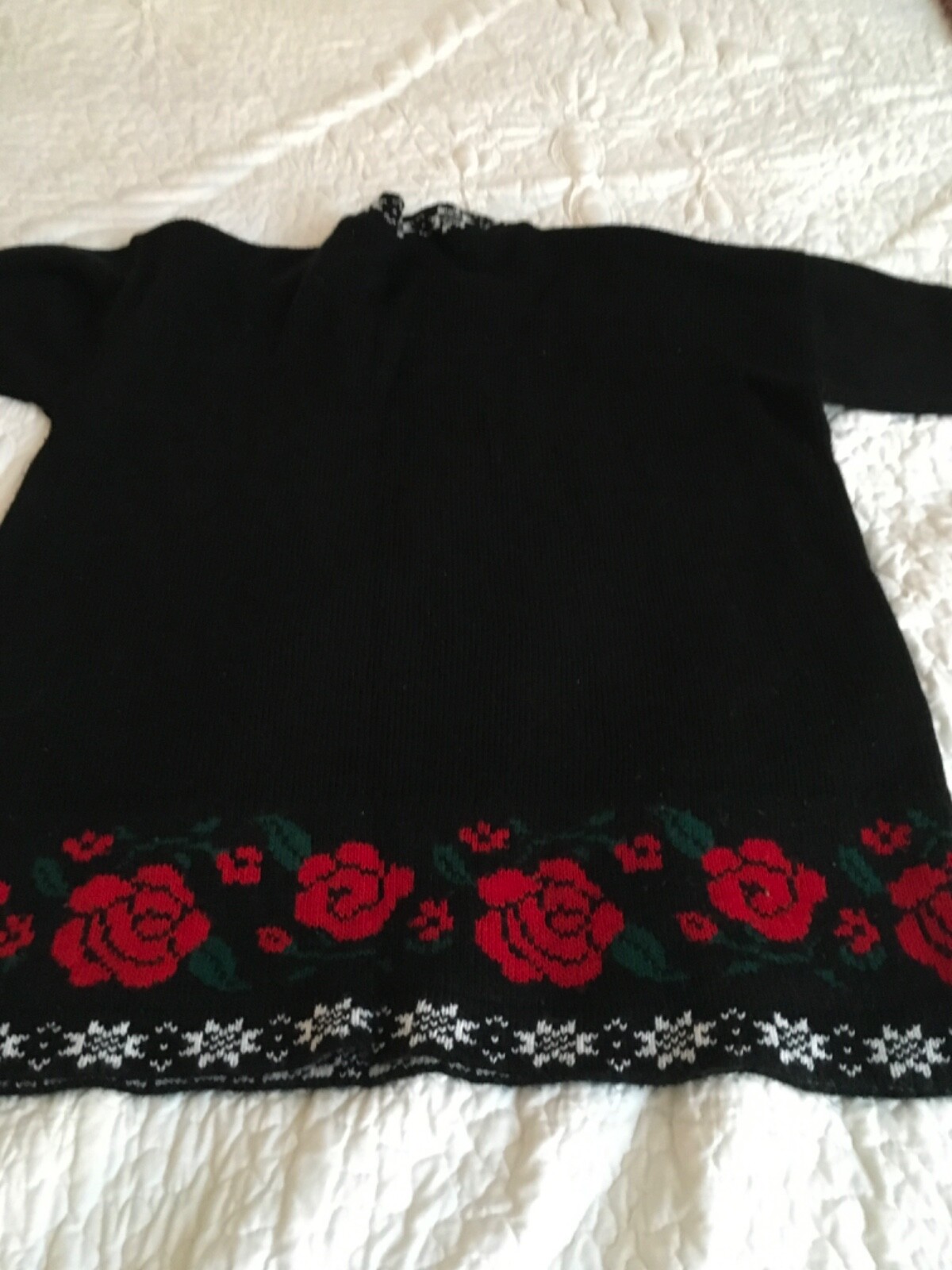 Vintage Classic Elements Ladies Print Pullover , lge, Black White Red