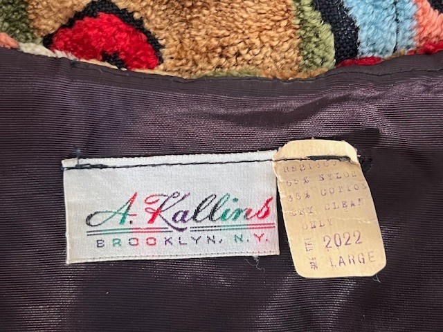 Vintage 60s A. Kallins Tapestry Vest Carpet Chenille Velvet Boho Hippie Large