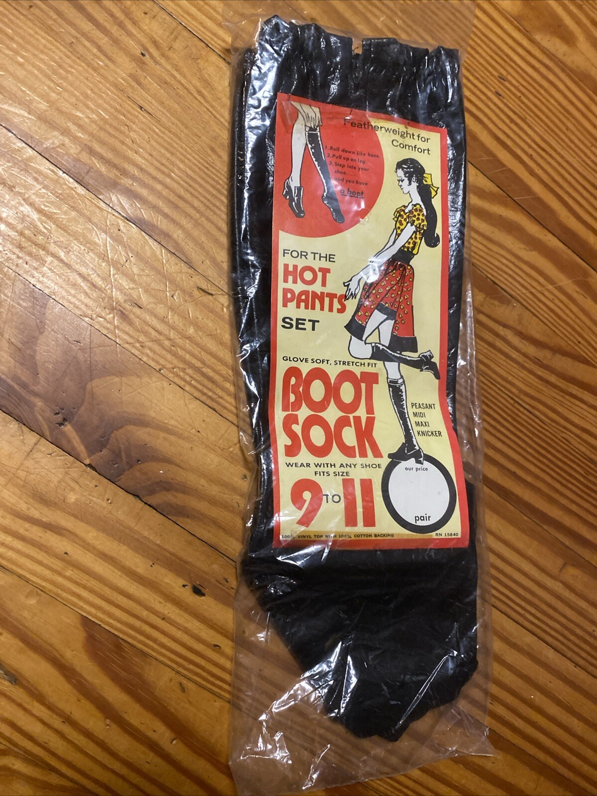 Vintage Vinyl Boot Socks for the Hot Pants Set Size 9-11 New Old Stock 70’s