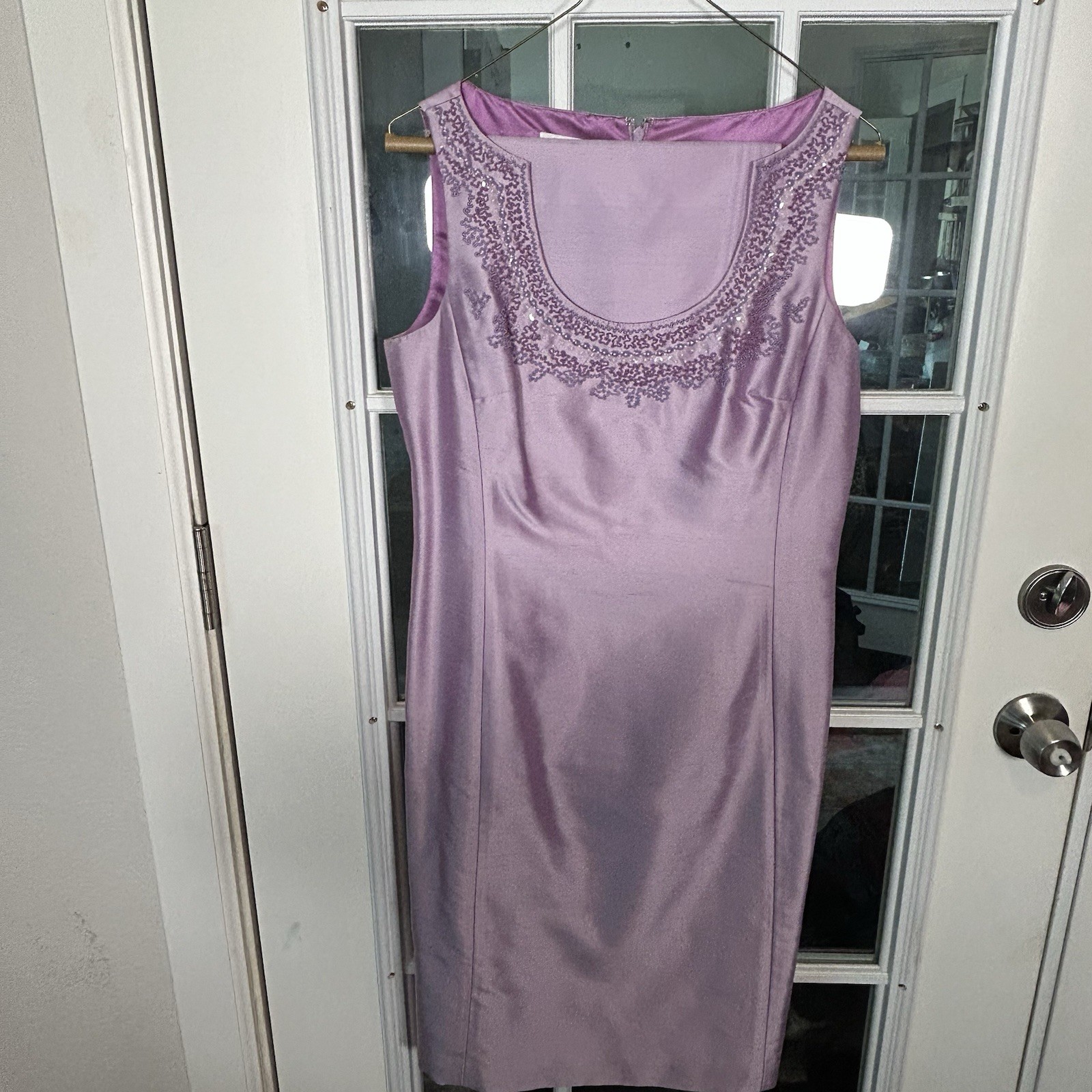 Lillie Rubin X Kay Unger Vintage 1990s 100% Silk Lavender Beaded Dress Jacket 6