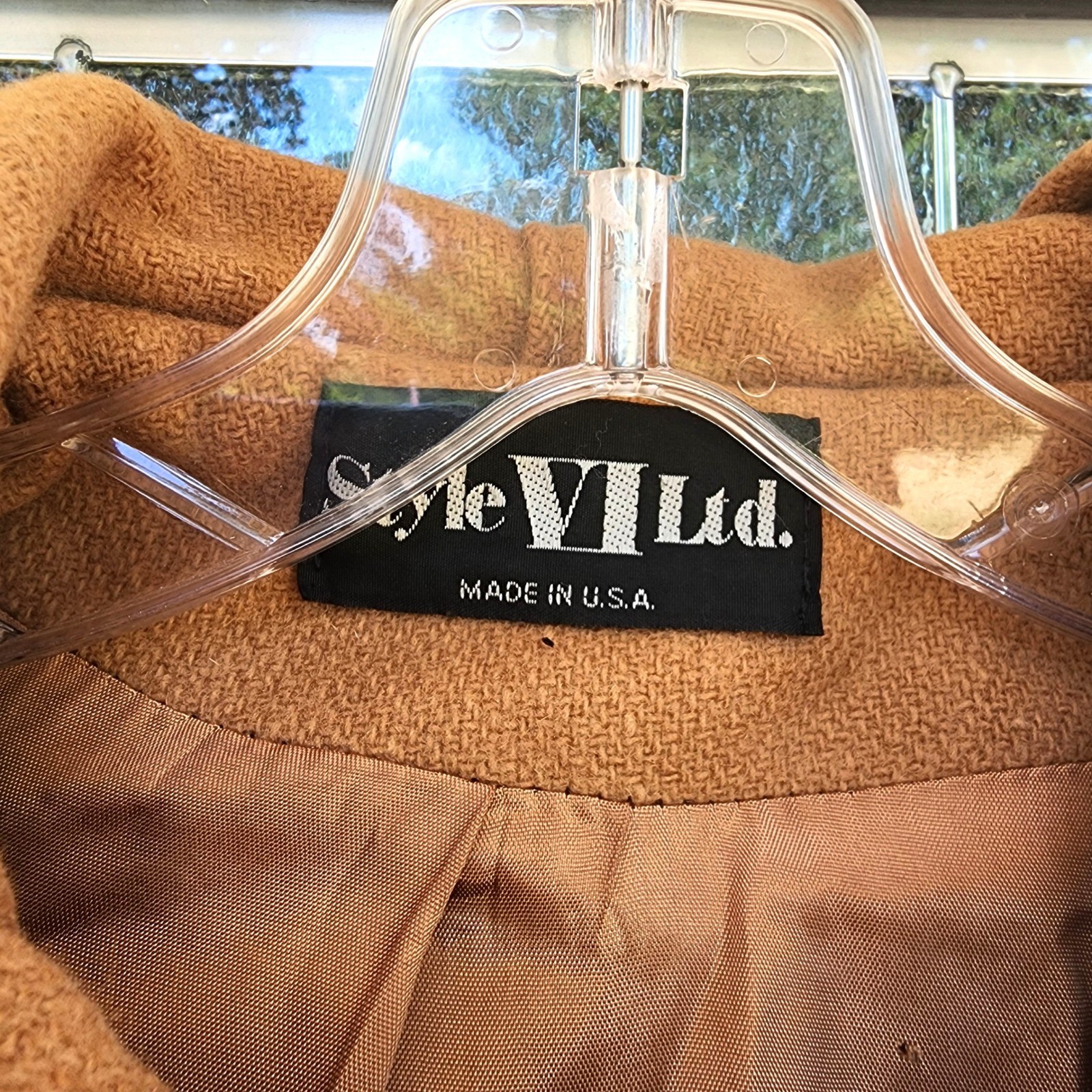 Style VI Ltd Sz XL Tan 100% Wool Long Line Duffle Pea Coat Vintage