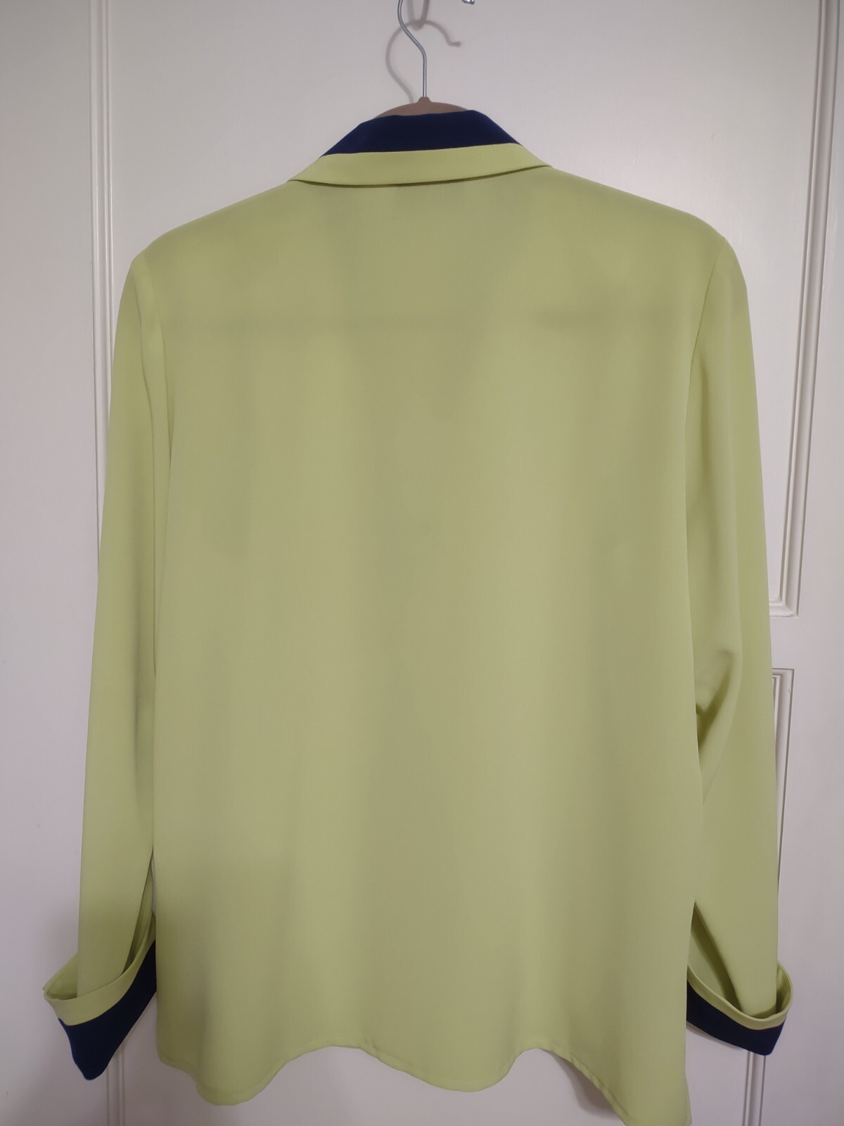 Vintage Da-Ru For Drapers & Damons Open Shirt Jacket Blouse Green Navy Accents