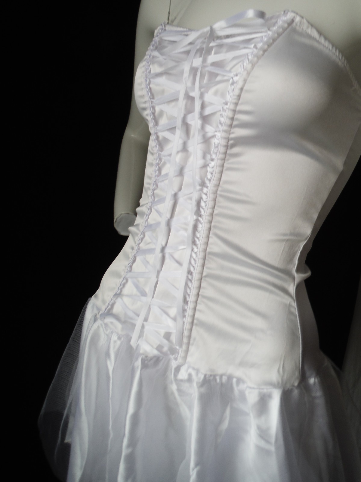 VTG Fredericks of Hollywood 90’s New Sexy!! White Lingerie Dress Tie Up Bodice S