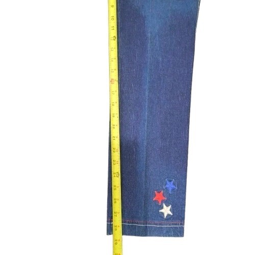 Vintage Quacker Factory Patriotic Star Denim Pull On Jeans Small USA