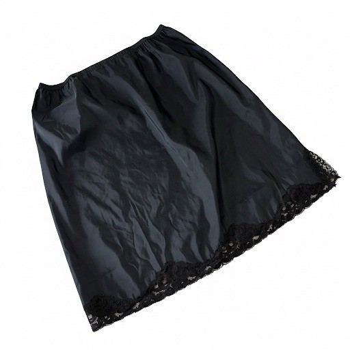 Vintage Wonder Maid Non Cling Black Half Slip Sz Large Nylon Lace Slit Lingerie
