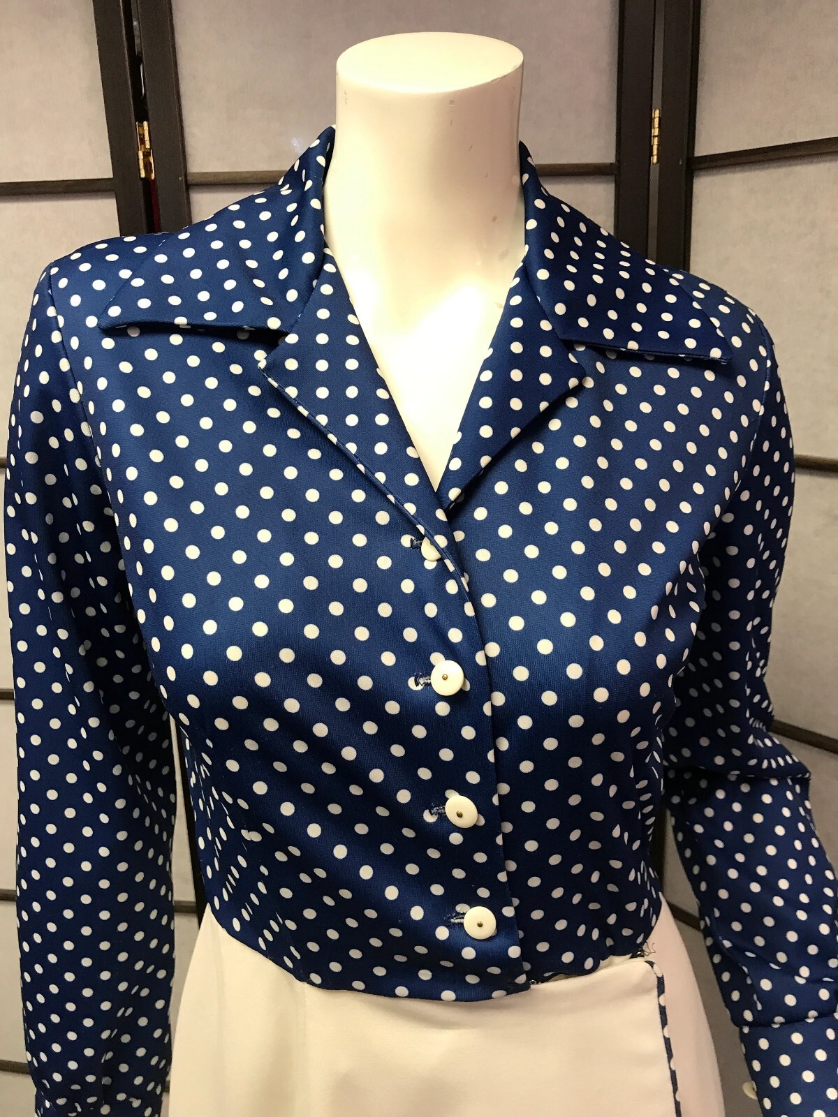 70s Vtg Evie Addams Polka Dot Butterfly Dress, Rockabilly, Retro, Pin-Up, Swing