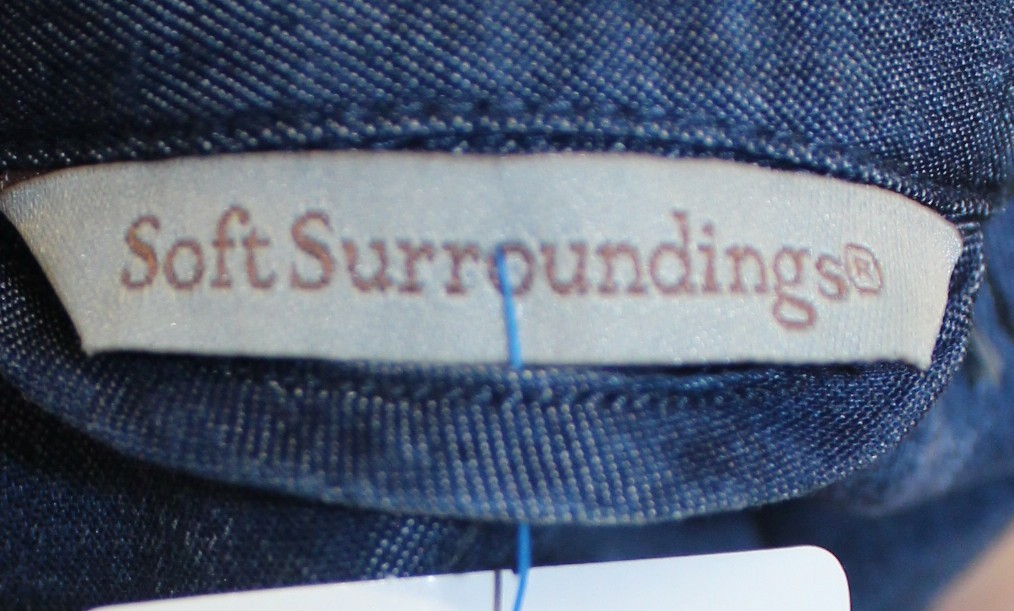 Soft Surroundings Vintage Button Front Dress w Stone Washed Denim Look Size PM
