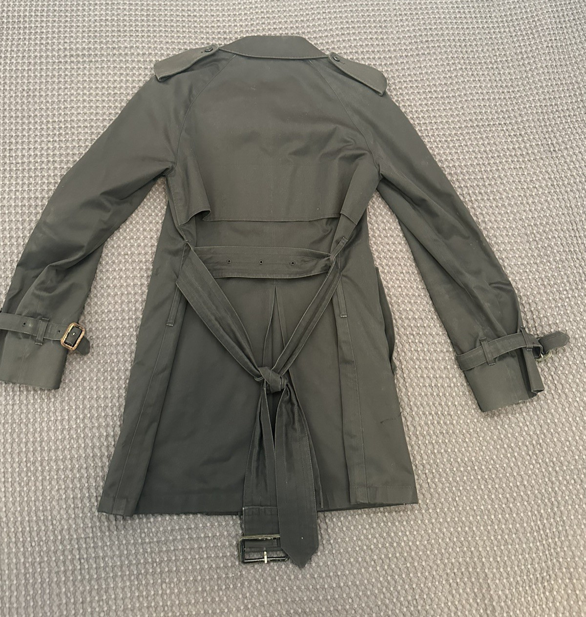 BLACK VINTAGE WOMENS AQUASCUTUM MINI TRENCHCOAT OVERCOAT SZ8 AU