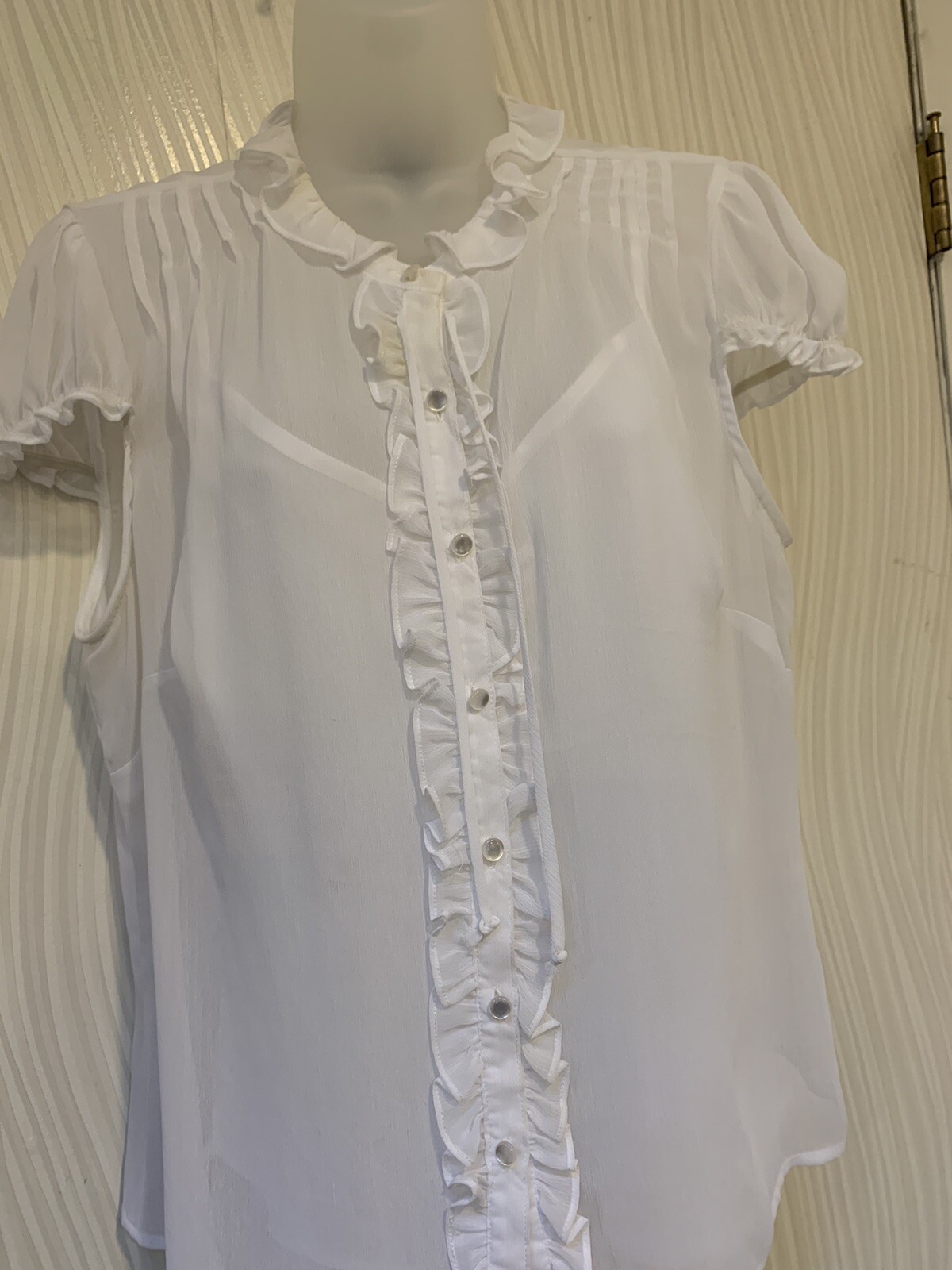 vintage new Bob Mackie Studio 2 piece White Blouse size L