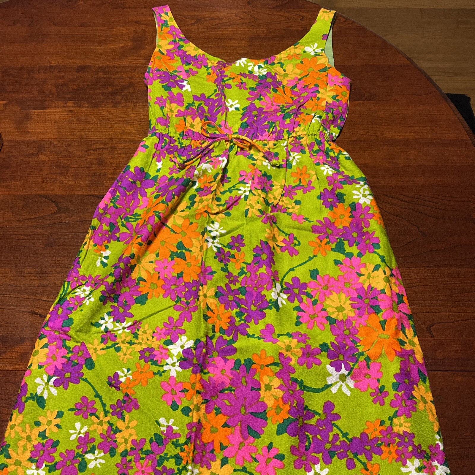 Vintage 60s 70s Sun Fashions of Hawaii Honolulu Floral Colorful Maxi Dress 10
