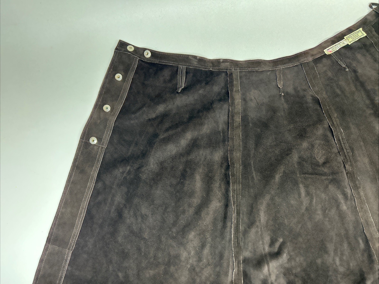 Vintage Genuine Leather Skirt Brown Western Made For Lazarus Size L